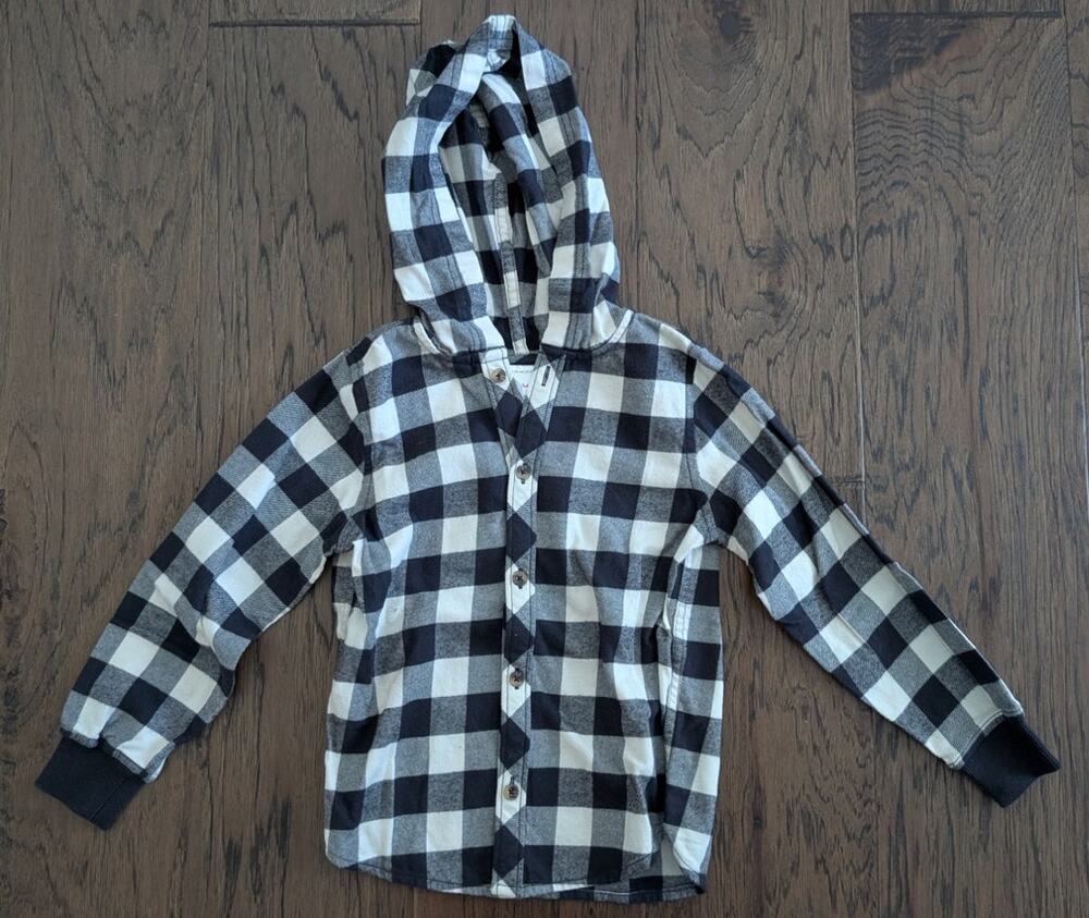Hanna Andersson Plaid Flannel Hooded Shirt